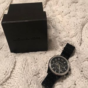 Michael Kors Black Crystal-Trim Women's Watch